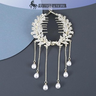 Onetimingfine Ngọc Trai sel Kim Cương Giả Vuốt Tóc Nữ Bun Barrettes Đuôi Ngựa Giá Đỡ Kẹp Tóc Thời Trang Phụ Kiện Tóc VN