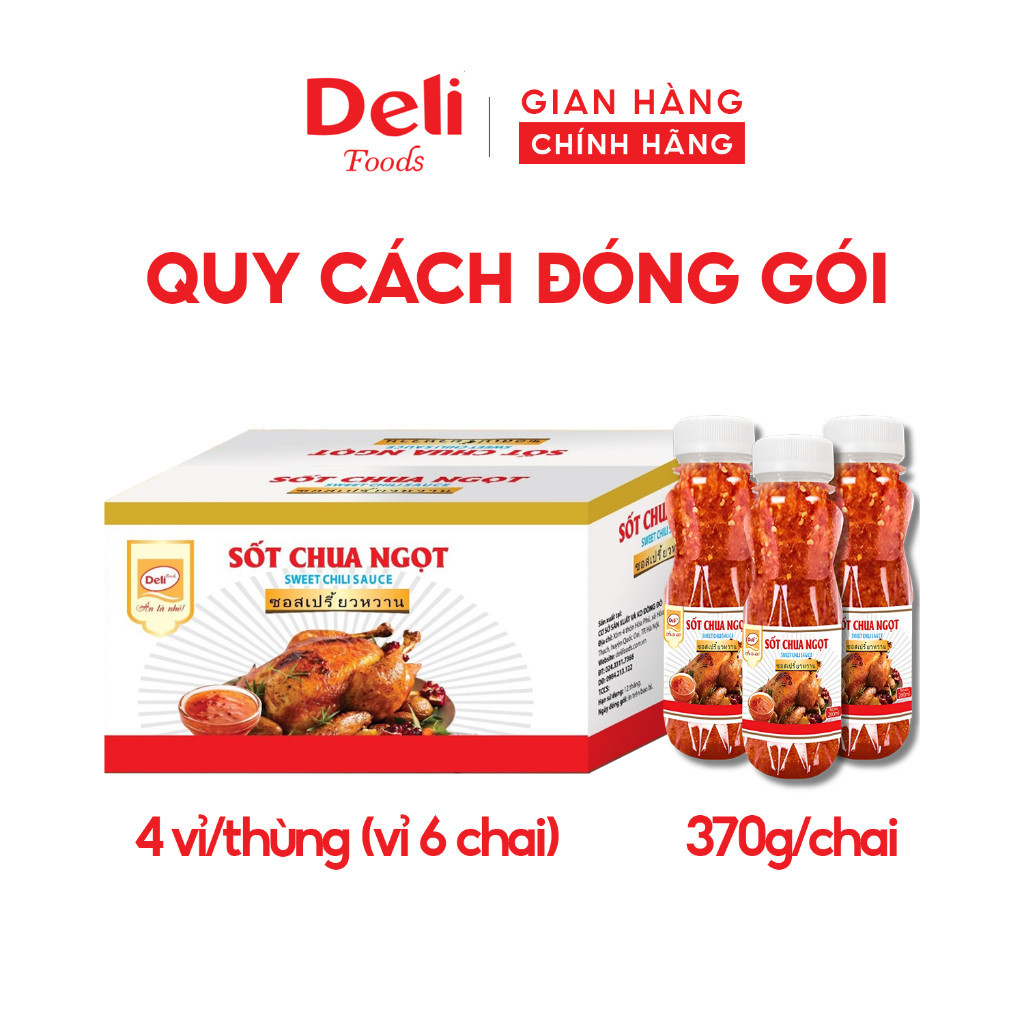 Xốt Chua Ngọt Thái Lan Deli Foods 350g, Xốt chấm chua ngọt con gà Thái Lan, Nước chấm chua ngọt