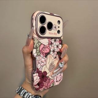 Sang Trọng Retro Tranh Sơn Dầu Cánh Hoa Cửa Sổ Lớn Ốp lưng iPhone17 16 15 14 13 12 11 Pro Max Chống Sốc Bảo Vệ Camera Ốp Lưng Mềm Chống Rơi