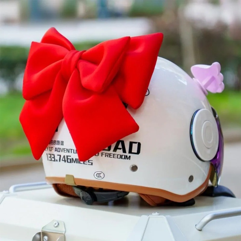 Xe Đạp Điện Mũ Bảo Hiểm Xe Máy Trang Trí Nơ Cô Gái Điện Phía Trước Ghế Sau Trang Trí Phụ Kiện