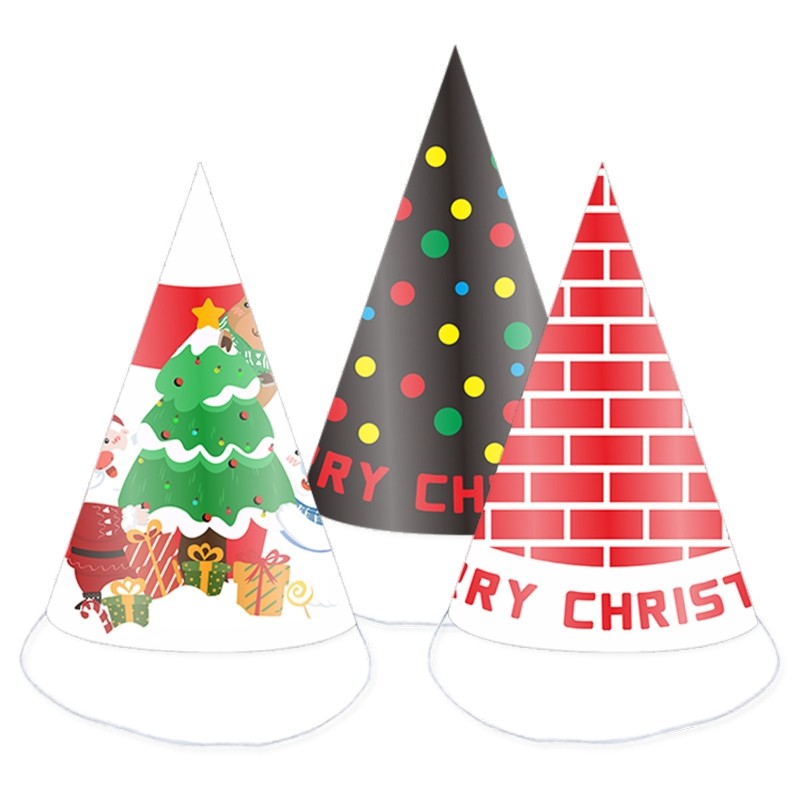 6 Chiếc Tiệc Giáng Sinh Mũ Giấy Tam Giác Nón Đạo Cụ Chụp Ảnh Ông Già Noel Giáng Sinh Trang Trí Nhà