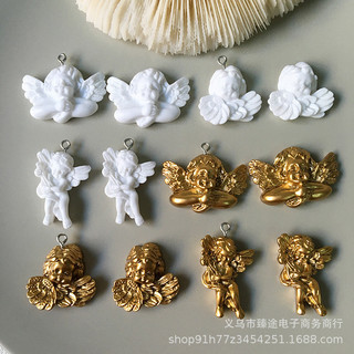 Phụ kiện trang sức DIY handmade Baroque mạ vàng nhỏ ba chiều - Mặt dây chuyền và bông tai