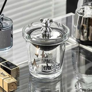 Hũ Thuỷ Tinh Sang Trọng nắp Gấu Bearbrick, Gạt Tàn Văn Phòng Cao Cấp. Hạo Khoa shop