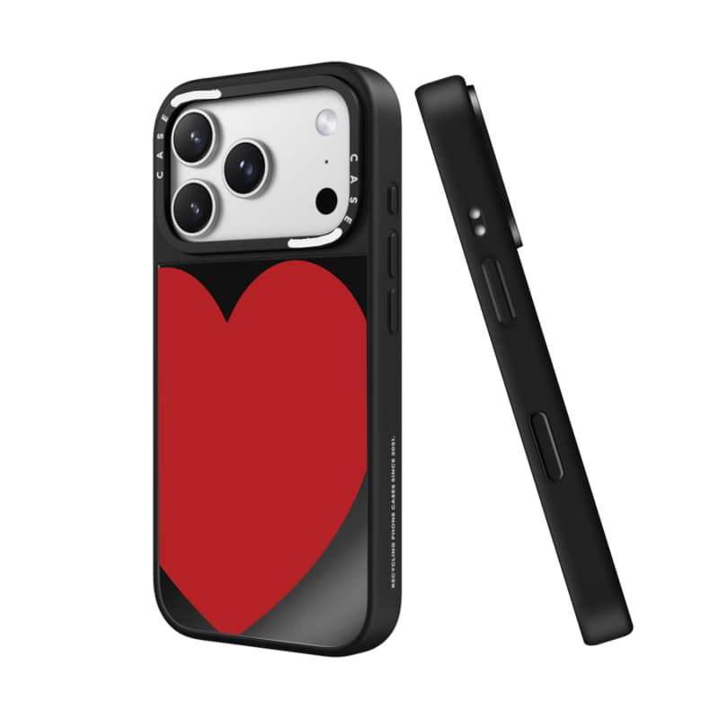 CASECASE X Big Red Love Case Black & Sliver Mirror Vỏ iPhone hút từ tính cho iPhone 17 Air 16 15 14 13 12 Pro Max Plus Ốp lưng cứng có hộp khắc logo
