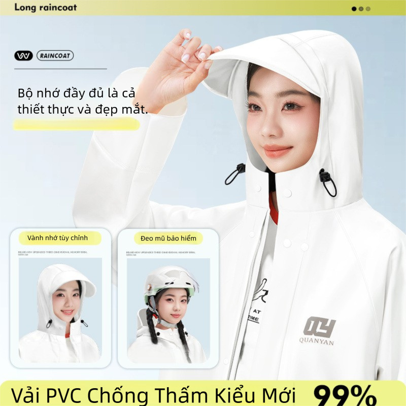 Áo mưa dài thời trang, chất liệu PVC cao cấp, mềm mại và thoáng khí, phù hợp làm áo mưa đi xe máy