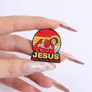 Trâm Huy Hiệu Kim Loại Màu Tối Cho Balo và Quần Áo - Thiết Kế Hài Hước Phù Hợp Jesus Có Lưng Của Bạn