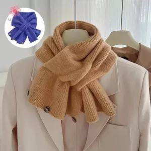 Khăn Dệt Kim Cổ Bảo Vệ Màu Trơn Chữ Thập, Ấm Áp Cho Phụ Nữ