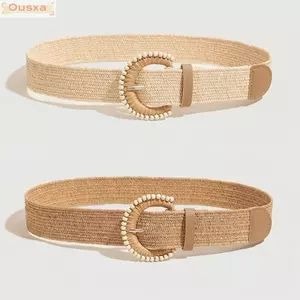 Thắt lưng đàn hồi bện OUSXA, Thắt lưng thun dệt phong cách Bohemian cổ điển, Thắt lưng khóa kim bền có thể điều chỉnh trang trí giả thời trang cho nữ