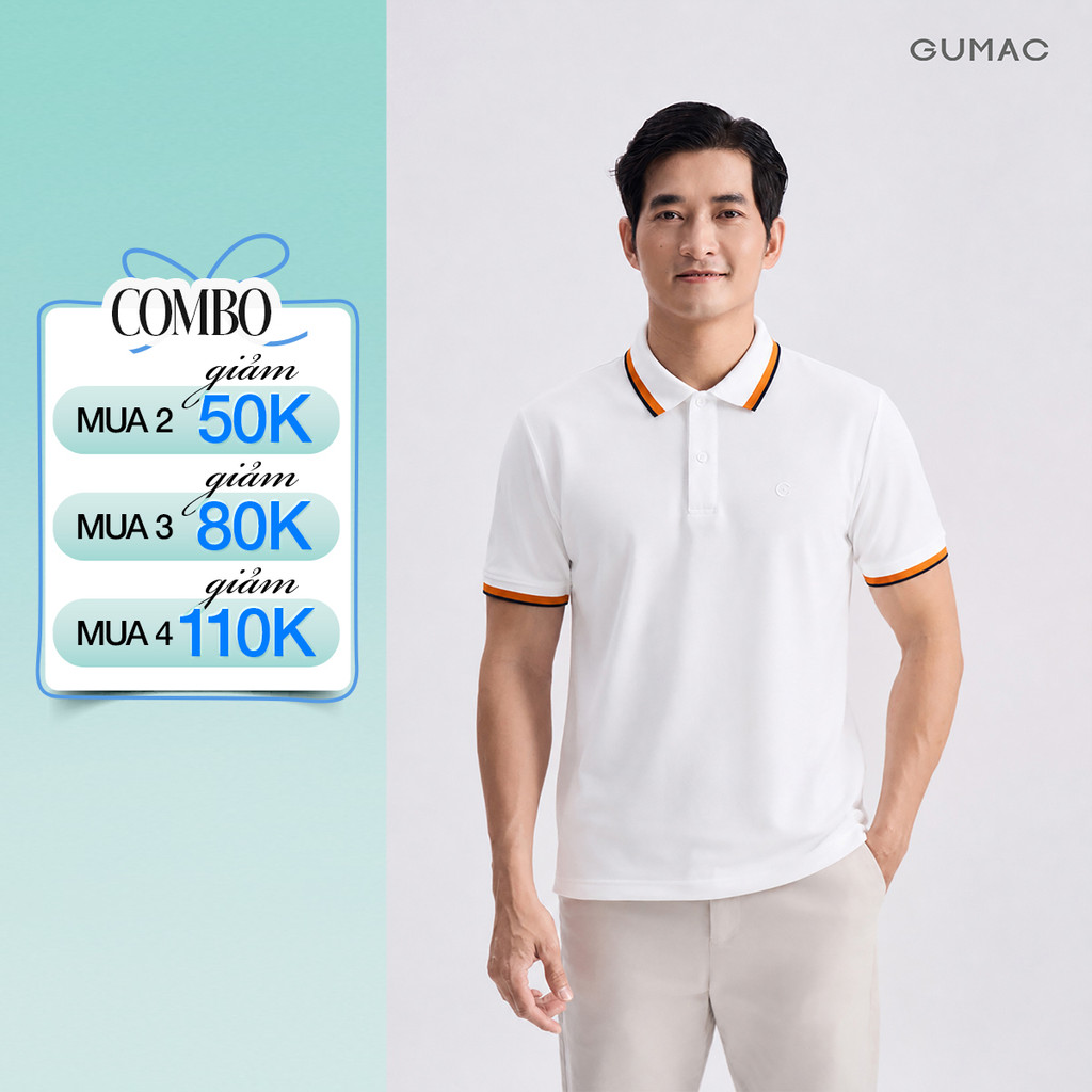 Áo Polo Nam GUMAC Tay Ngắn Regular Fit Suông Cơ Bản Cổ Bo Dệt Phối Viền Hai Màu Trẻ Trung Hiện Đại  APNG05043