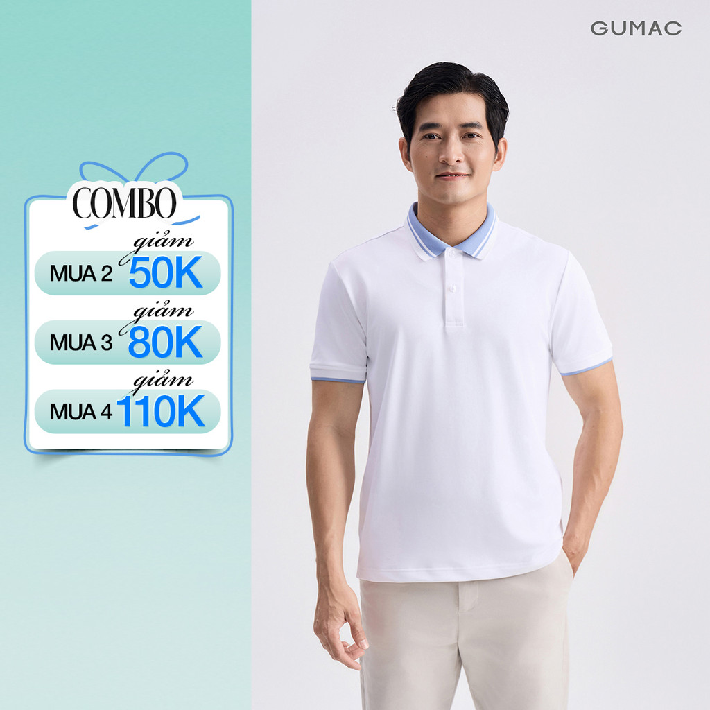 Áo Polo Nam GUMAC Form Suông Phối Viền Cổ Tay Chất Thun Cá Sấu Thoáng Khí Trẻ Trung APNG04056