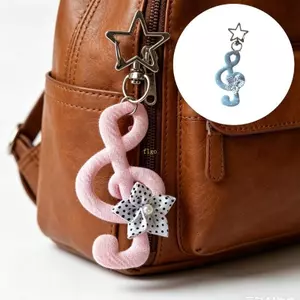 Flgo Vải Âm Nhạc Note Móc Khóa Quyến Rũ Với Kẹp Ngôi Sao Và Giọng Chi Tiết Túi Trang Trí Quyến Rũ Cho Chìa Khóa Và Kéo