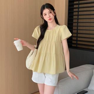 [Giảm giá 50%] Cover Belly Slimer Look Plus Size Áo sơ mi ngắn tay mùa hè phong cách mỏng Fat mm Áo sơ mi em bé dáng rộng