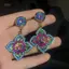 PNPIA- Vintage Bohemian Hoa Màu Kim Cương Giả Hạt Bông Tai Dành Cho Nữ Tính Khí Thời Trang Quà Tặng Trang Sức