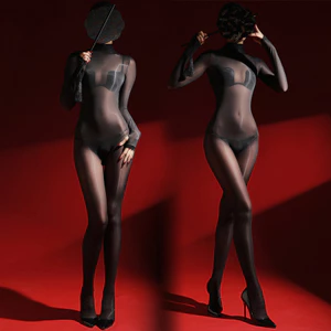 SWSW Liuguang Jumpsuit Nam Nữ Gợi Cảm Bao Gồm Tất Cả Tight-Fit Cám Dỗ Cổ Cao Dầu Mở Vớ Jumpsuit Catwoman Gợi Cảm Giường Chụp Ảnh
