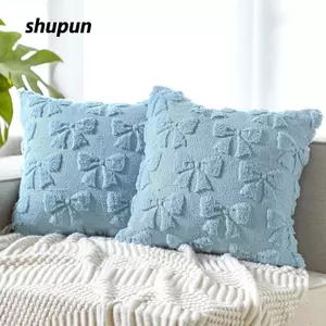 Vỏ Gối SHUPUN Ném, Vỏ Gối Lông Tơ 18x18 Siêu Mềm, Nơ Thỏ Màu Trơn Và Gối Đệm Hoa Cúc Trang Trí Phòng Khách