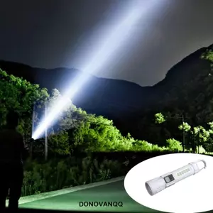 Đèn pin có thể phóng to DONOVANQQ, Đèn cảnh báo màu xanh đỏ Móc di động Đèn pin siêu sáng, zoom chống nước vào và ra 6 giờ tuổi thọ pin Đèn pin sạc