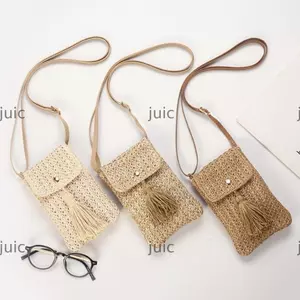 Túi đựng điện thoại di động JUIC, Túi vuông nhỏ phong cách Boho Túi đeo chéo, Túi đựng điện thoại di động cỡ nhỏ màu be Kaki dành cho nữ Cô gái