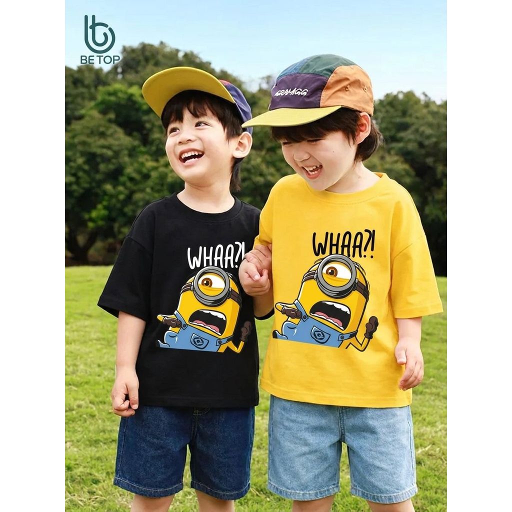Áo Phông Minions Cute Cho Bé BETOP, Áo Thun Chất Cotton Cao Cấp, Kiểu Dáng Basic Dễ Mặc, Thoáng Mát Cho Bé Trai Bé Gái