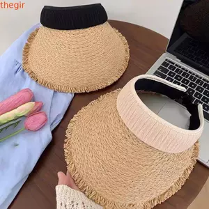 THEGIRL8B Mũ rỗng, Mũ che ống hút chống nắng rỗng, Vòng tuần hoàn đầu lớn có thể điều chỉnh thoáng khí đơn giản Mũ chống nắng mùa hè Cô gái