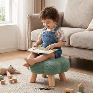 Ghế Đôn DONOVANQQ, Đệm Dày Êm Ái, Thiết Kế Thấp Bằng Gỗ Tự Nhiên, Nhỏ Gọn, Ghế Bên Sofa