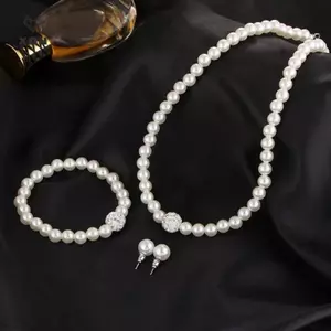 4 Cái / bộ Vintage Ngọc Trai Đơn Giản Nelace Bông Tai Bộ Trang Sức Dành Cho Nữ Cô Dâu Pha Lê Thanh Lịch Choker Tiệc Phụ Kiện Đám Cưới [Mina]