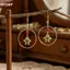HFSHY Tối Giản Mạ Vàng Vòng Dangle Bông Tai Men Ong Quyến Rũ Hạt Đỏ Giọng Cho Nữ Hàng Ngày Mặc VN