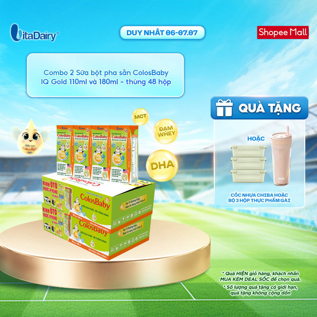 [COMBO 2 THÙNG 48 HỘP] Sữa uống dinh dưỡng ColosBaby IQ Gold 110ml/180ml - Thơm ngon dễ uống, hỗ trợ phát triển trí não