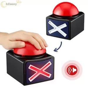 Bộ rung trò chơi màu đỏ EDIWANY, có đèn âm thanh ABS Bộ rung trả lời trò chơi, Nút báo động câu đố đố đồ chơi phát thanh