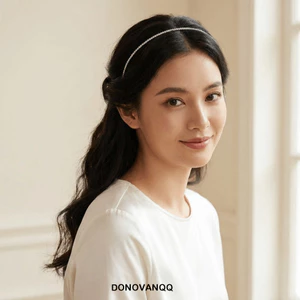 DONOVANQQ Vòng Tóc Kim Cương Giả, Băng Đô Mỏng Lấp Lánh Sáng Bóng, Đơn Giản Thoáng Mát Phong Cách Tối Giản Phong Cách Hàn Quốc Phụ Kiện Tóc Nữ