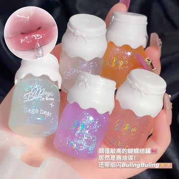 | 【his romand】 | ♘Gege Gấu Gege Gấu Nơ Bình Sữa Son Bóng Dầu Son Dưỡng Ẩm Gương Nước Bóng Với Son Nhấp Nháy Mịn❇