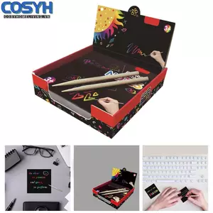 <cosyh>Scratch Draw Paper 100Pcs Bamboo Skewer Pen Color Reveal Easy To Operate