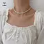 Vòng cổ đính cườm ngọc trai thanh lịch mới Nelace dành cho nữ Dây chuyền xương đòn hai lớp tinh tế Trang sức Nelace cho quà tặng nữ [Mina]