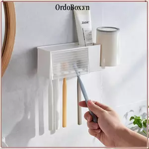 Giá để răng ORDOBOX, Hộp đựng bàn chải đánh răng lưu trữ Viscose, Mặt bàn chống bụi 5 lỗ Phòng tắm sắp xếp phòng tắm Phòng tắm