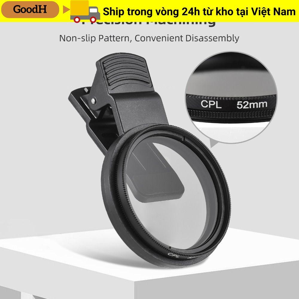 Ống kính điện thoại di động Clip-On GOODH, Bộ lọc ống kính phân cực tròn chống phản chiếu 52mm, Bộ lọc CPL di động Ống kính máy ảnh