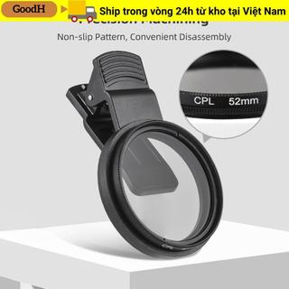Ống kính điện thoại di động Clip-On GOODH, Bộ lọc ống kính phân cực tròn chống phản chiếu 52mm, Bộ lọc CPL di động Ống kính máy ảnh