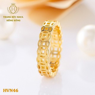Nhẫn Nữ, Nam Kim Tiền May Mắn Tài Lộc Xi Mạ Vàng Non Cao Cấp (Có Hộp Nhựa) - Trang Sức Hava