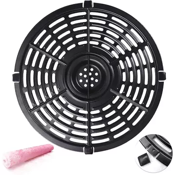 5QT Tròn Nồi Chiên Không Khí Nướng Tấm Sắc Nét Khay Cho PowerXL Gowise USA Nồi Chiên Không Khí, 8,74IN Nâng Cấp Lớp Phủ Hai Lớp Nồi Chiên Không Khí Tấm Nướng Chảo Giá Grate Chèn Cho 5 Quart