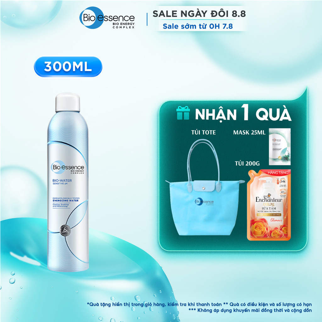 Nước Xịt khoáng cấp ẩm tức thì, làm dịu và bảo vệ da với khoáng vi lượng Bio essence Bio-Water 300ml
