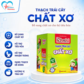 Thực phẩm bổ sung ÍCH NHI THẠCH TRÁI CÂY CHẤT XƠ HƯƠNG TÁO, Hộp 12 túi x 100ml, bổ sung chất xơ hòa tan Orafti P95