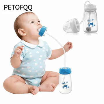 Bộ bình sữa cho bé PETOFQQ, có cọ ống hút Bình sữa rảnh tay cổ bình thường, Bình sữa tự ăn bóng trọng lực chất lượng cao 5oz / 150ml cho bé từ 3 tháng tuổi trở lên