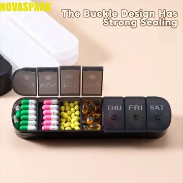 Hộp đựng máy tính bảng hộp đựng thuốc hàng tuần NOVASPARK, Hộp đựng thuốc Vitamin 14 lưới, Hộp đựng thuốc chống rò rỉ nhẹ 7 ngày có ngăn Hộp đựng thuốc cho du lịch