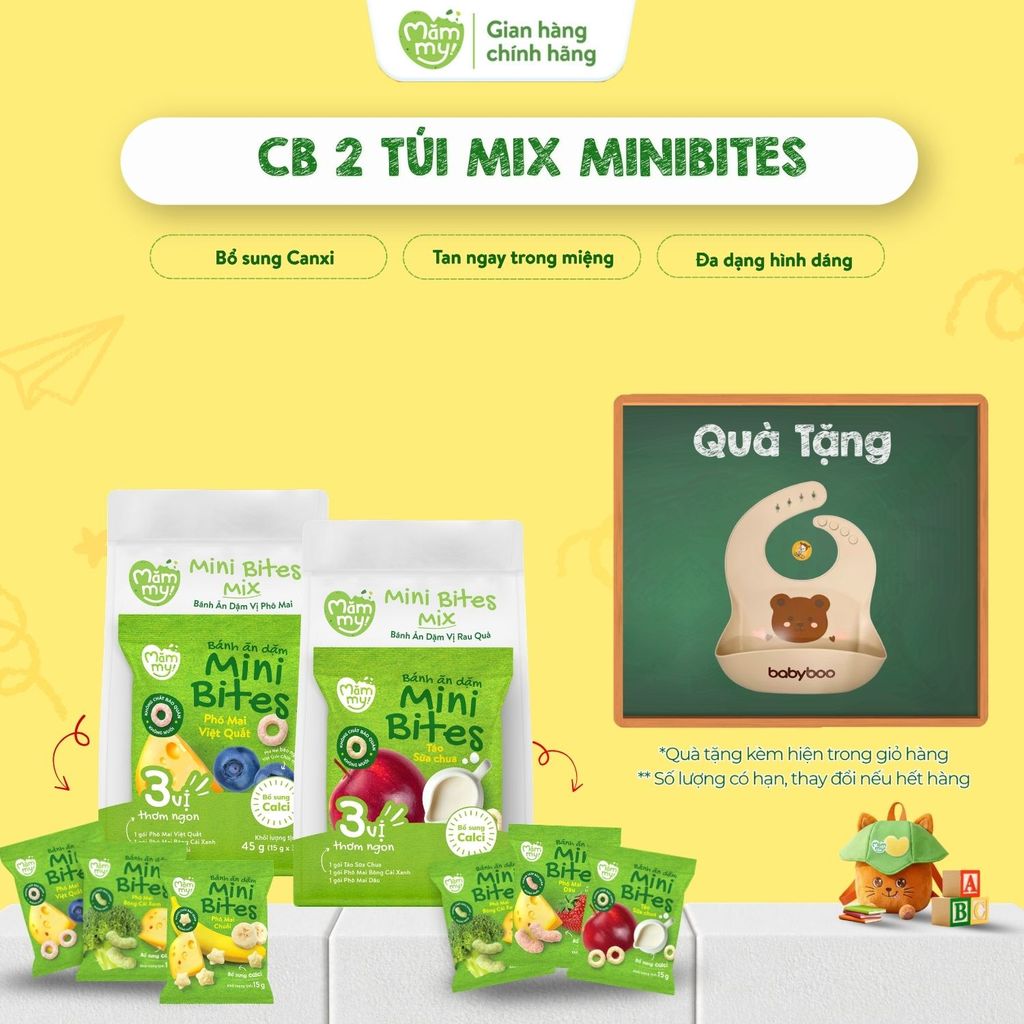 Bánh ăn dặm cho bé Mini Bites Mămmy mix vị, bổ sung canxi bé từ 6 tháng