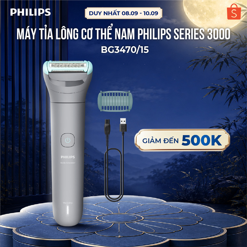 Máy tỉa lông cơ thể Philips BG3470/15 – cho nam, chống nước, an toàn da | BigBuy360 - bigbuy360.vn