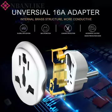 NBANLIKE EU Cắm Adapter EU Cắm Chuyển Đổi Ổ Cắm Điện Ổ Cắm Tường 16A 250V Châu Âu Cắm 2 Vòng Pin Ổ Cắm AU UK CN US Sang EU Châu Âu Cắm AU UK CN US Sang EU Cắm