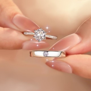 Mô Phỏng Nhẫn Cưới Cặp Nhẫn Một Cặp Đôi Cưới Cầu Hôn Nhẫn Kim Cương Sống Có Thể Điều Chỉnh Nam Nữ Cảnh Cưới Đạo Cụ