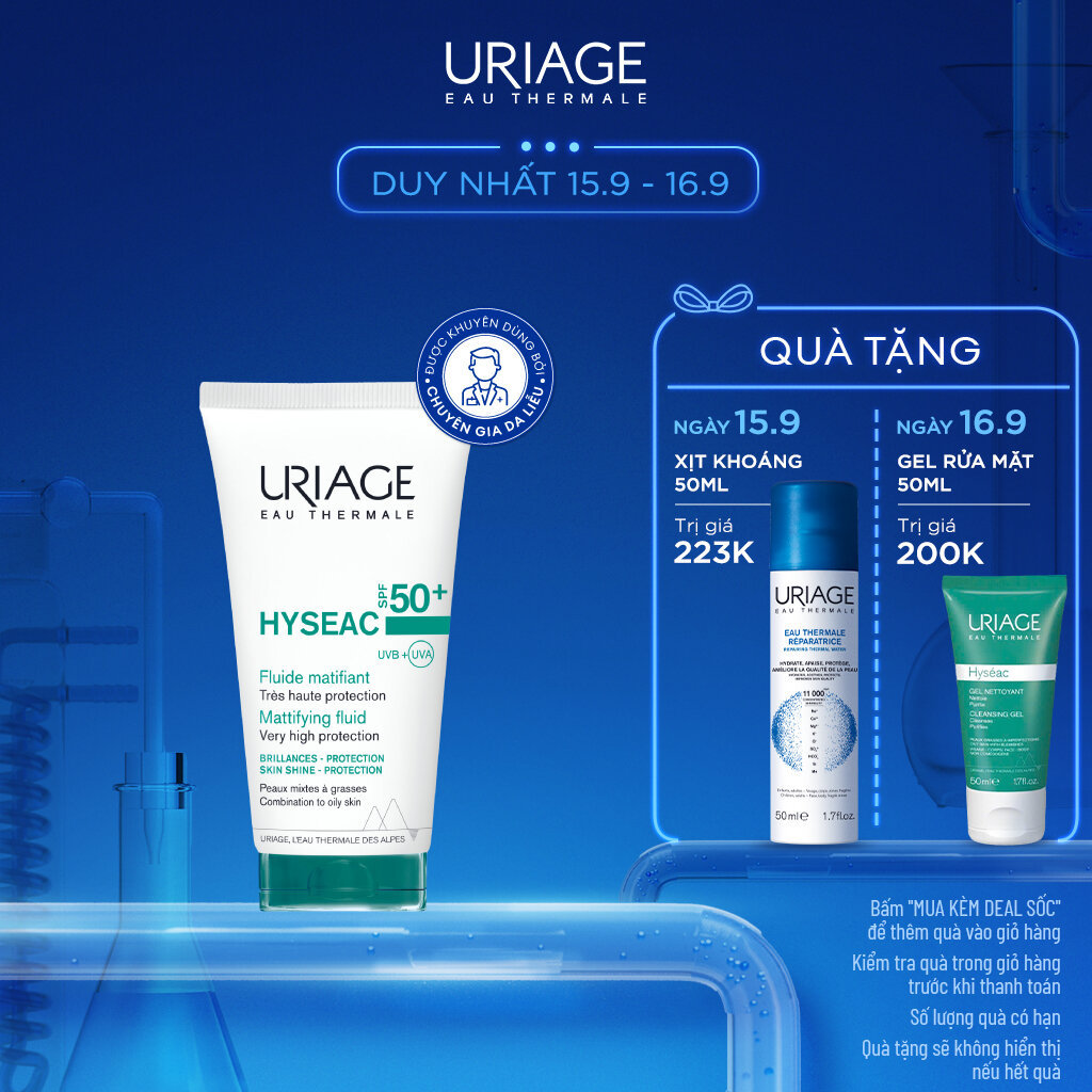 Sữa chống nắng cho da dầu, mụn URIAGE HYSÉAC SPF50+ UVB+UVA FLUIDE 50ml