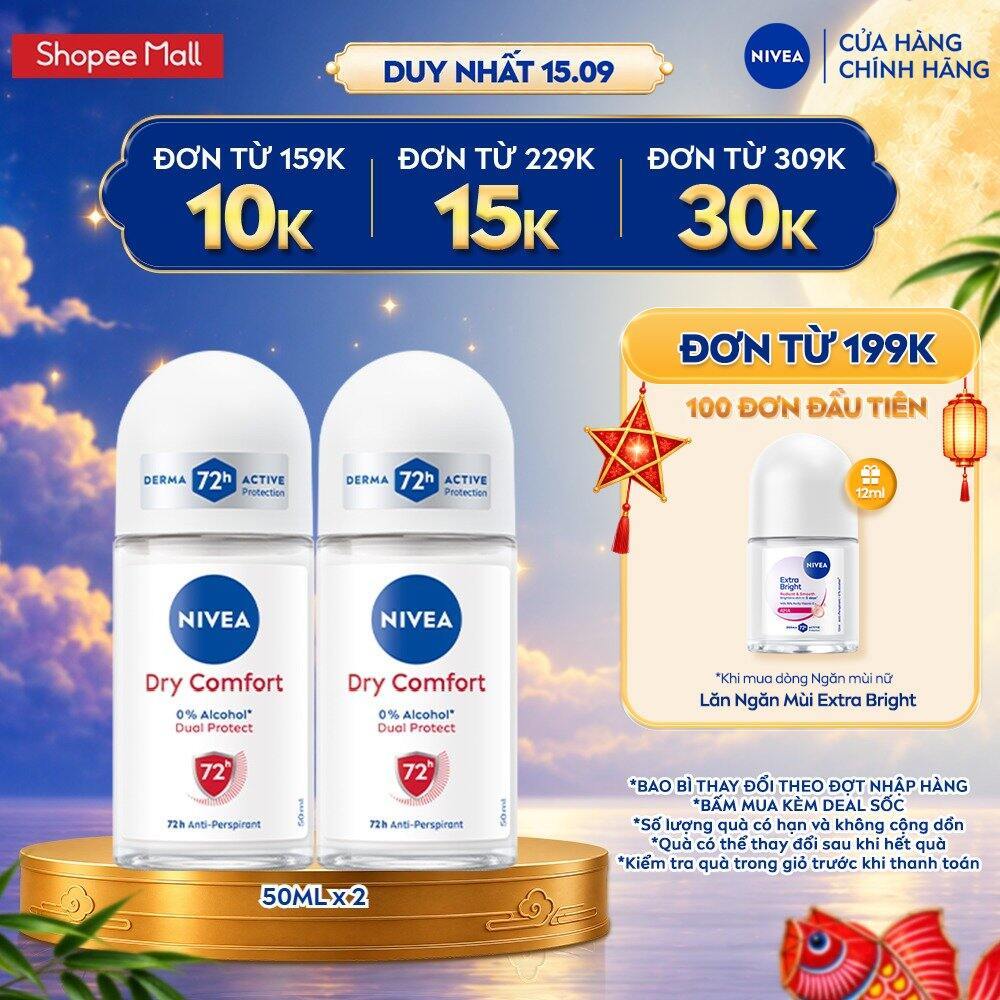 Combo 2 Khử Mùi NIVEA Dành Cho Nữ 50ml - Dưỡng Sáng/ Mờ Thâm/ Chống Ố Vàng Áo - Ngăn Mùi Đến 72H