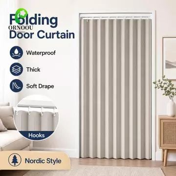 ORNOOU Rèm Cửa Gấp ORNOOU, Rèm Tắm Drap Mềm Đa Kích Thước, Bảo Vệ Quyền Riêng Tư Có Móc Dày Phong Cách Bắc Âu Rèm Chia Phòng Cửa