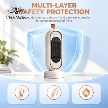 Máy sưởi để bàn CHENJIE, Máy sưởi đứng máy tính để bàn sưởi ấm nhanh Max Power 2000W PTC, Điều chỉnh gió 3 tốc độ Bảo vệ đa an toàn Máy sưởi nhỏ gọn dọc với máy tạo độ ẩm