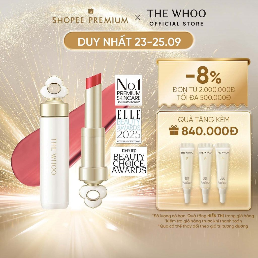 [THE WHOO OFFICIAL] Son dưỡng môi có màu, giàu dưỡng chất The Whoo Essential Lip Glow Balm 3.3gr